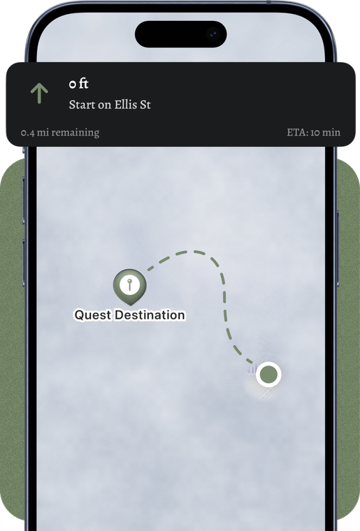 Sidequest quest in action: turn-by-turn route to a quest destination